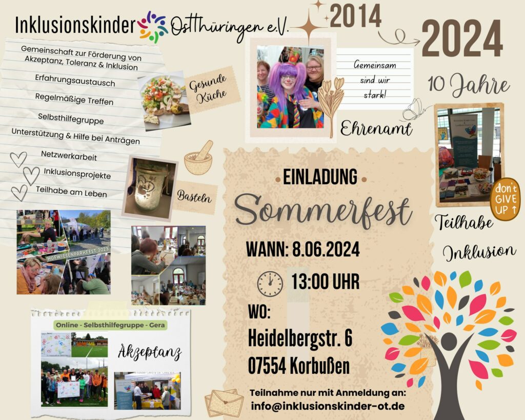 Einladung Sommerfest & Jubiläum 10 Jahre